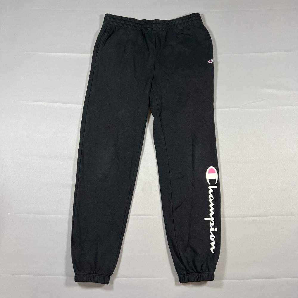 Champion Signature Fleece Jogger Pants Big Boys XL-16 Black Cotton Tapered Leg